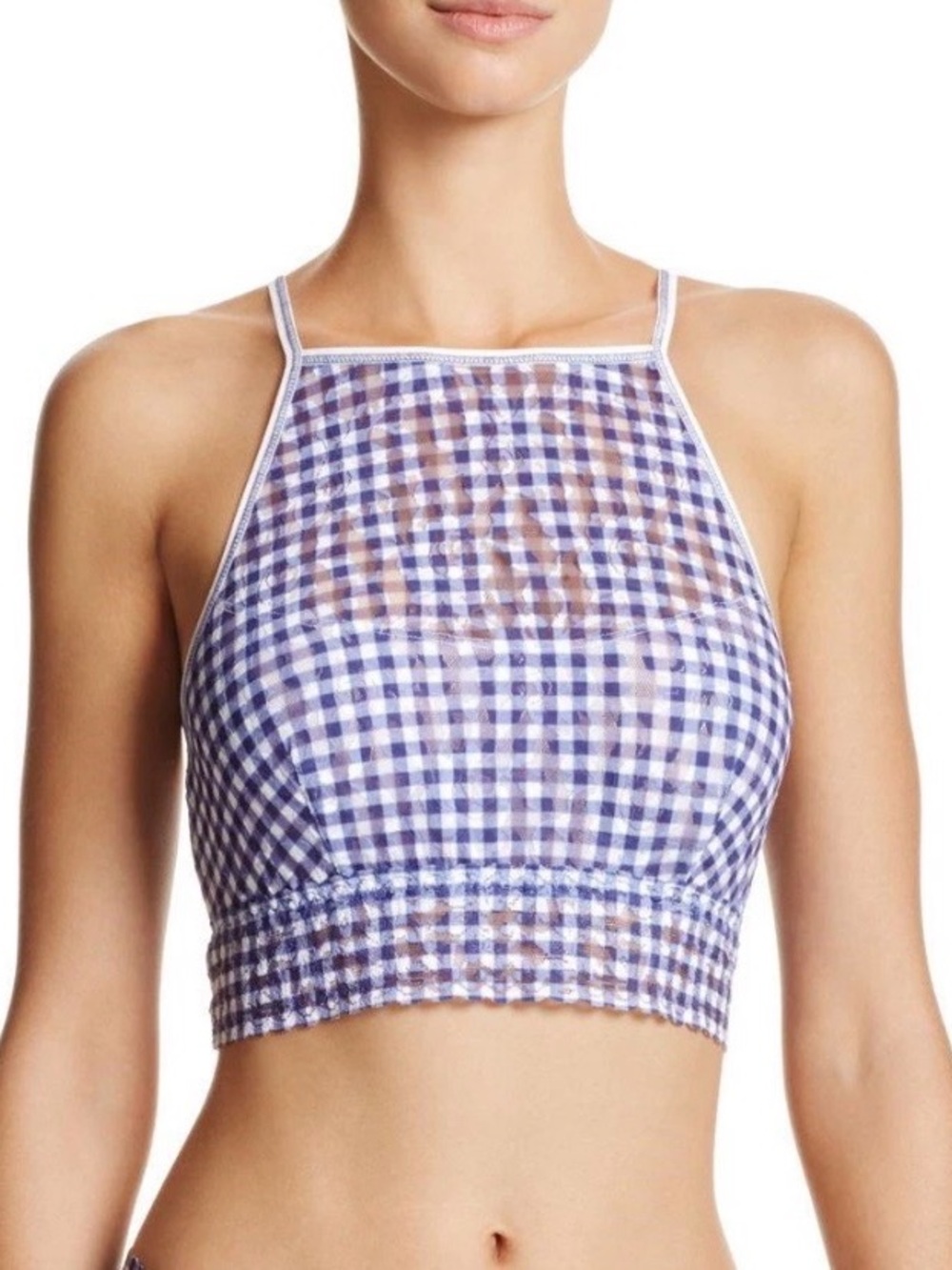 Hanky Panky Blue and White Gingham Halter Camisole bralette